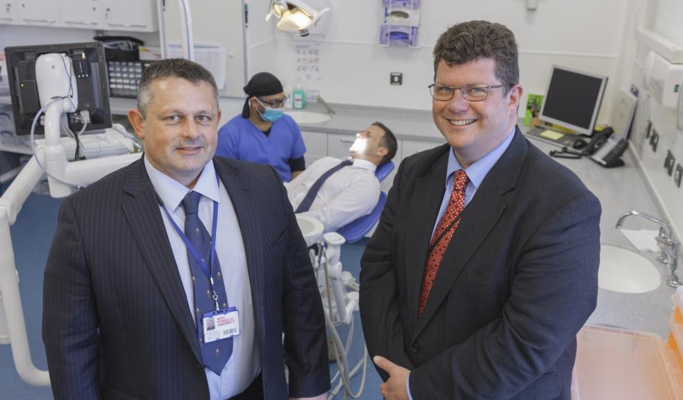 Tim O'Brien, left, with Professor Christopher Tredwin, Head of Plymouth University Peninsula Schools of Medicine and Dentistry