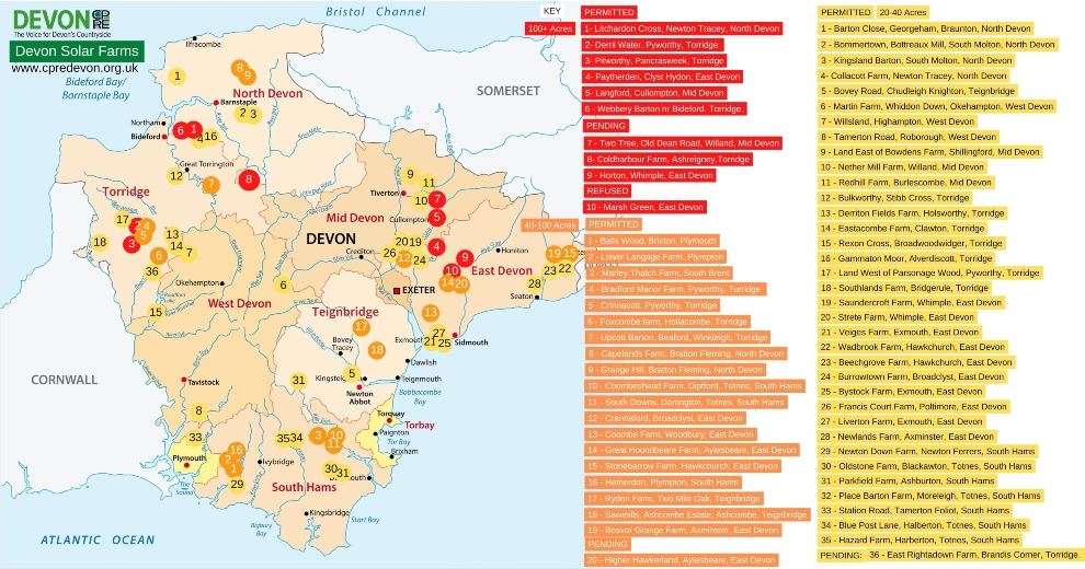 CPRE MAP of Devon Solar Farms