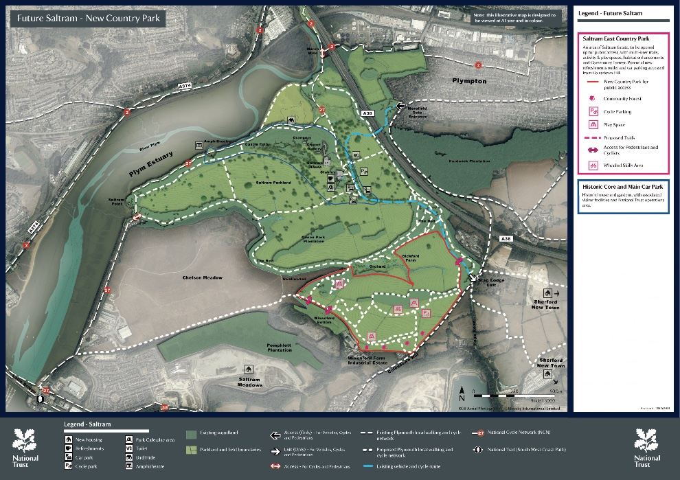 Map of extended country park at Saltram. Photo: National Trust.