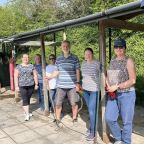 L-R Committee members, Steph, Sandie, Cass, Richard, Hayley and Jill from Bow Community Swimming Pool.