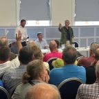 Devon MP Sir Geoffrey Cox addresses a public meeting in Torrington about the proposed Devon Data Centre Devon MP Sir Geoffrey Cox addresses a public meeting in Torrington about the proposed Devon Data Cen