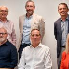 Front row (L-R): Dave Ward, Graham Farrant, Cath James. Back row (L-R): Paul Cooper, James Carpenter, Bevis Watts.