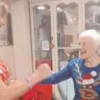 Butterfly Lodge dancing: Susie Bickford and her mother-in-law Chris Bickford