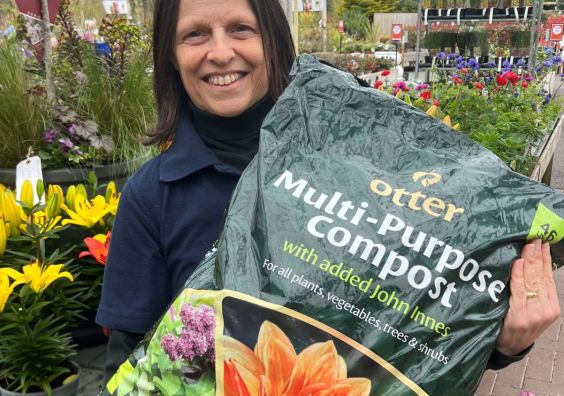 Otter MD Jacqui Taylor with the own-brand peat-free compost