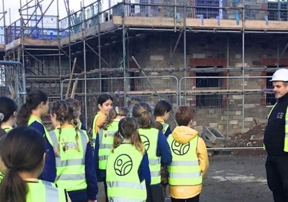 School children visit Devonshire Homes construction site in Bideford
