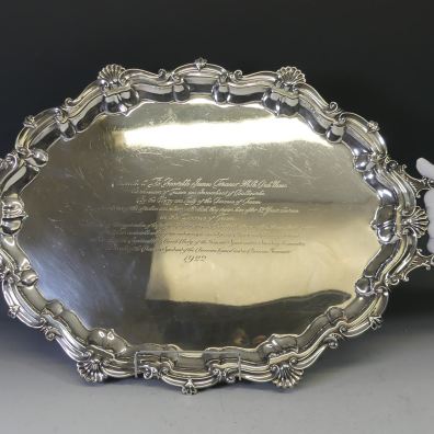 George V two-handled silver tray