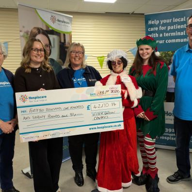 Fundraising cheque for Hospiscare