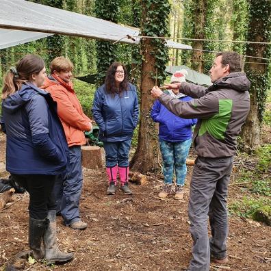 Group in woodland