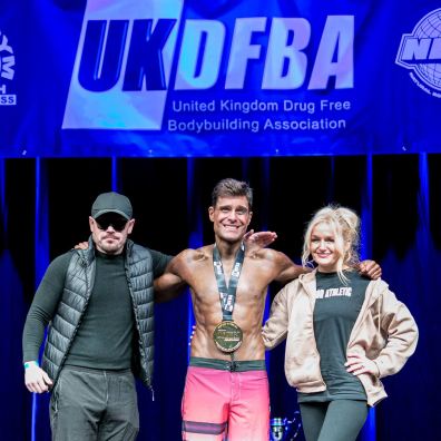 Ed Akay with his Trainer Matthew White and Wife Helen Akay. Credit: Sam Solarfly
