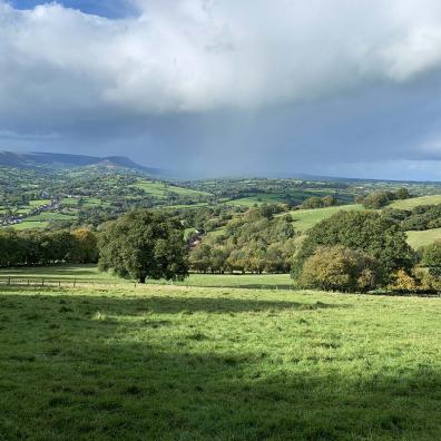 Aerial view of Green Belt land, UK