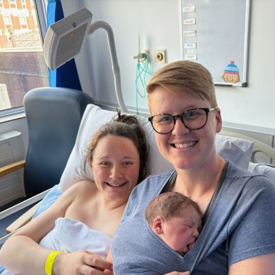 Ellie (left), Beth and baby Noah