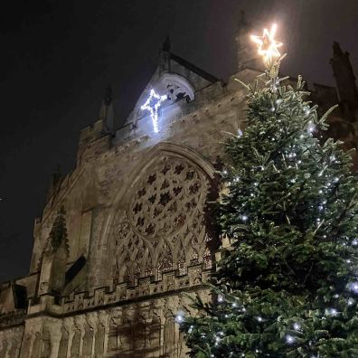 Exterior of Exeter Cathedral during Advent 