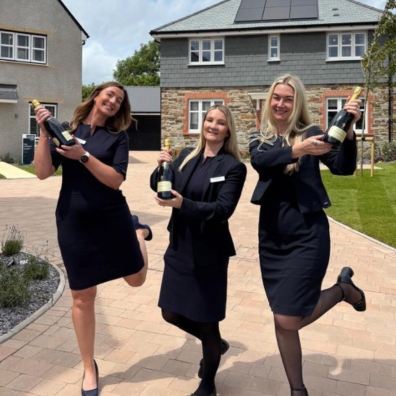 Bloor Homes' sales team celebrating the showhome launch at the Treledan development