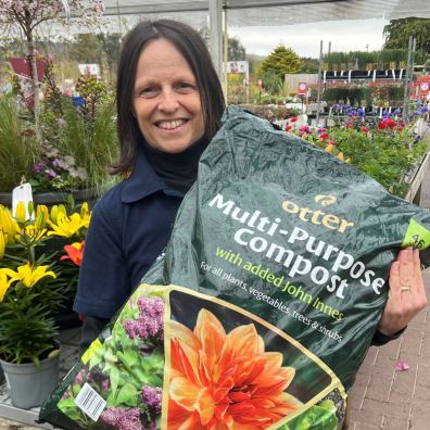 Otter MD Jacqui Taylor with the own-brand peat-free compost