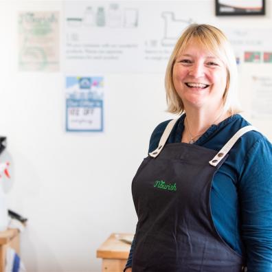 Woman in zero waste shop in Exeter