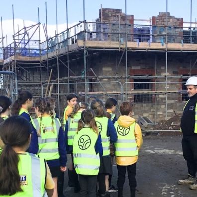 School children visit Devonshire Homes construction site in Bideford