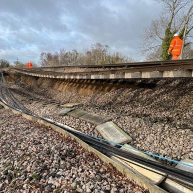 train tracks, railway, landslide, broken track