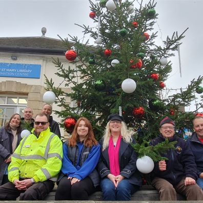 The team that put up the Ottery St Mary Christmas tree