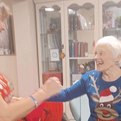 Butterfly Lodge dancing: Susie Bickford and her mother-in-law Chris Bickford