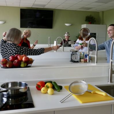 Some of the team getting creative in the new Community Cookery School at Westbank 