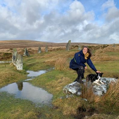 Emma Cunis on Dartmoor with her dog Skye