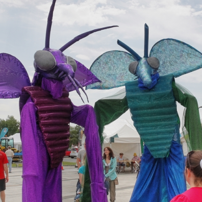 Giant wildlife stilt walkers will again feature as part of Devon Wildlife Trust’s Wildlife Festival in Barnstaple. Credit: Kevin New.