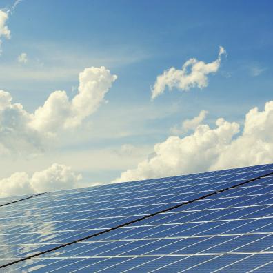 Rows of solar panels in a field 