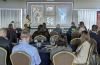 Presenter giving a talk to delegates at Sandy Park in Exeter