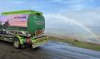 Moorland Fuels tanker with rainbow in the background