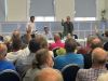 Devon MP Sir Geoffrey Cox addresses a public meeting in Torrington about the proposed Devon Data Cen