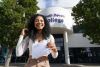 Paige Johnson receiving her A-level results