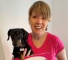 Cancer survivor Heather Duff with her minature dachshund Parsnip 
